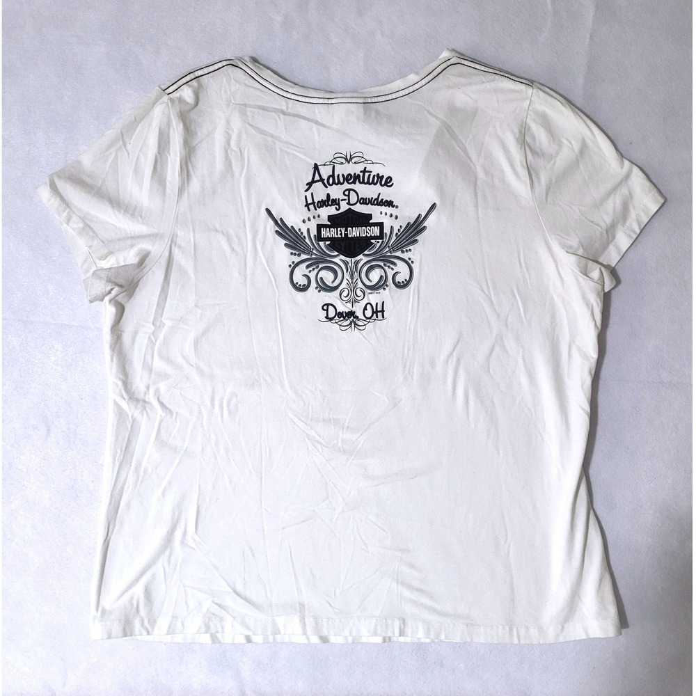 Harley Davidson‎ Motorcycle T Shirt Womens 1X Adventure Dover Ohio Top Bikercore - Picture 4 of 9
